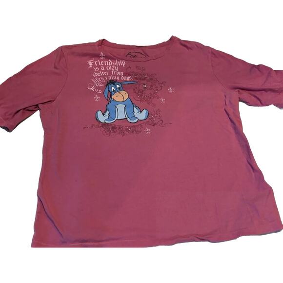 Disney Eeyore Pink Graphic Women's Top - Picture 2 of 5